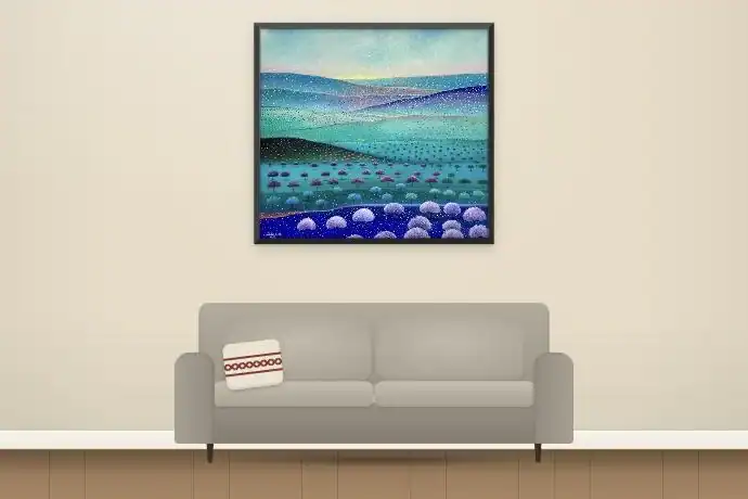 Palestinian Hills (The Spring Season) by Salah Froukh shown above a sofa in the View on a wall preview